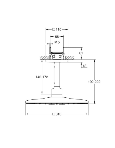 Grohe Rainshower Smartactive 310 Cube Tepe Duşu Seti 142 Mm, 2 Akışlı, Krom-Beyaz- 26481LS0 - Thumbnail