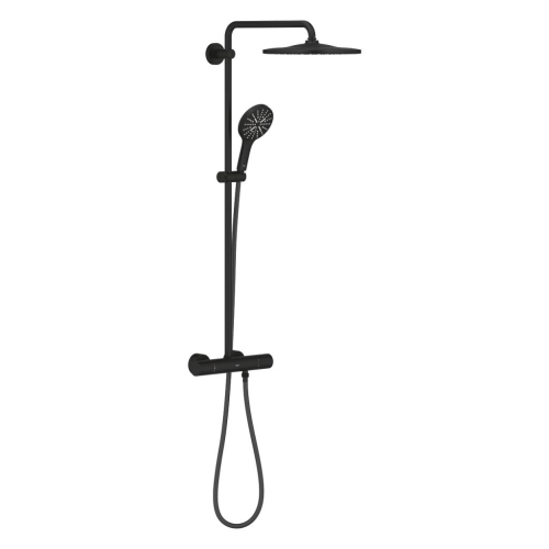 Grohe - Grohe Rainshower Smartactive 310 Duvara Monte Termostatik Bataryalı Duş Sistemi Mat Siyah - 22119KF0