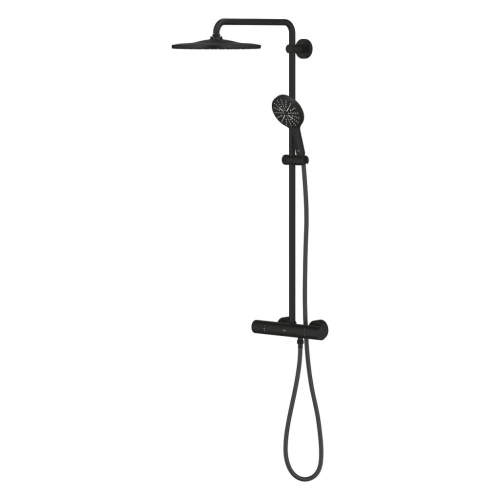 Grohe Rainshower Smartactive 310 Duvara Monte Termostatik Bataryalı Duş Sistemi Mat Siyah - 22119KF0 - Thumbnail