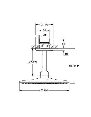Grohe Rainshower Smartactive 310 Tepe Duşu Seti 142 Mm, 2 Akışlı, Krom-Beyaz- 26477LS0 - Thumbnail