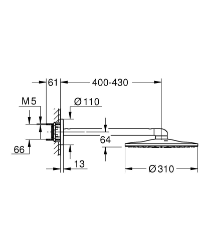 Grohe Rainshower Smartactive 310 Tepe Duşu Seti 430 Mm, 2 Akışlı, Krom-Beyaz-26475LS0 - 4