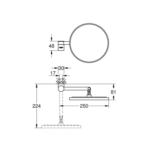 Grohe Selection Makyaj Aynası Hard Graphite - 41077A00 - 3