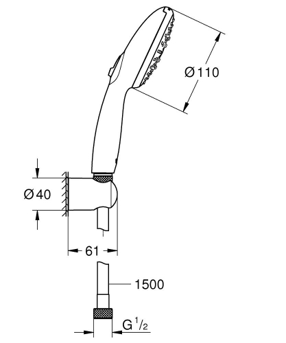 Grohe Tempesta 110 El Duşu Seti 3 Akışlı Rain,Jet,Massage - 26920003 - Thumbnail