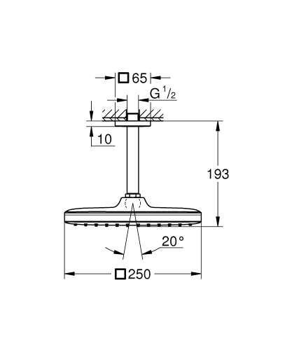 Grohe Tempesta 250 Cube Tepe Duşu Set 142 mm, Tek Akışlı Mat Siyah - 266882430 - Thumbnail