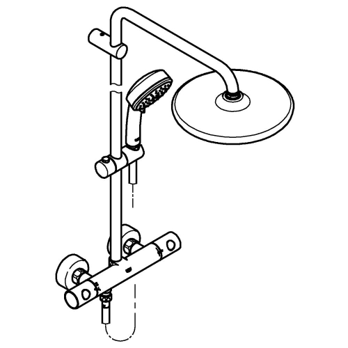 Grohe Tempesta Cosmopolitan System 250 Duvara Monte Termostatik Bataryalı Duş Sistemi - 26670000 - Thumbnail
