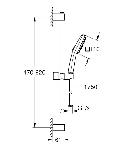 Grohe Tempesta Cube 110 Duş Seti 2 Akışlı Rain,Jet Mat Siyah - 267482433 - Thumbnail