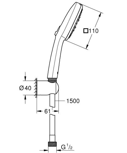 Grohe Tempesta Cube 110 El Duşu Seti Rain,Jet,Massage - 27588003 - Thumbnail
