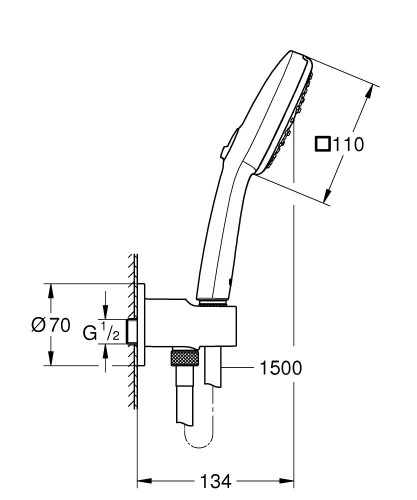 Grohe Tempesta Cube 110 Su Çıkış Dirsekli El Duşu Seti 3 Akışlı Rain,Jet,Masaj - 26910003 - Thumbnail