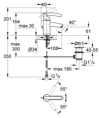 Grohe Tenso Tek Kollu Lavabo Bataryası 1/2 ″ 32366000 - Thumbnail