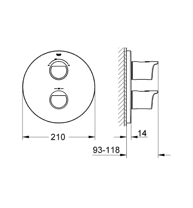 Grohe Grohtherm 2000 NEW Ankastre Termostatik Banyo Duş Bataryası - 19355001 - Thumbnail