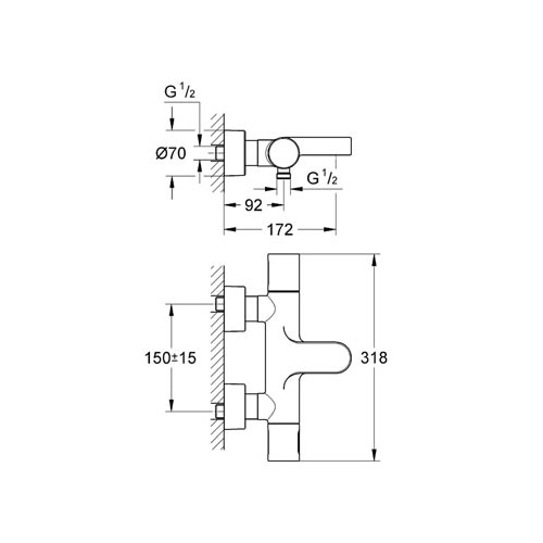 Grohe Grohtherm 3000 Cosmopolitan Termostatik Banyo Bataryası Krom - 34276000 - Thumbnail