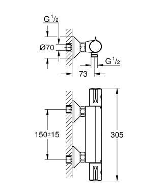 Grohe Grohtherm 800 Termostatik Duş Bataryası - 34558000 - 4