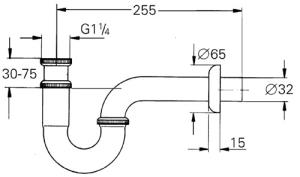 Grohe Lavabo Sifon altı esi 255 mm - 28947000 - 3