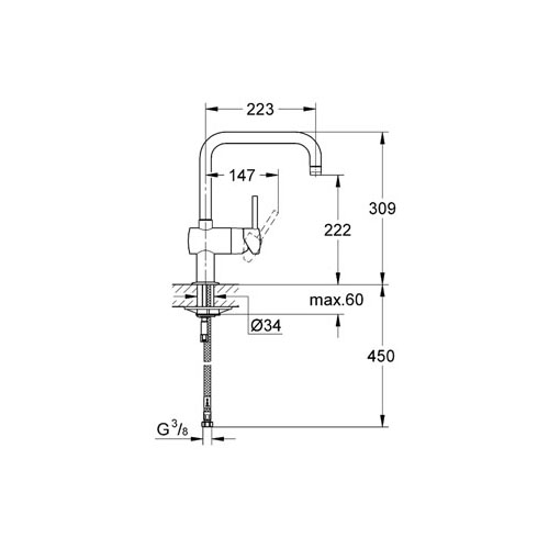 Grohe Eviye Bataryası Döner Borulu Minta Krom - 32488000 - 3