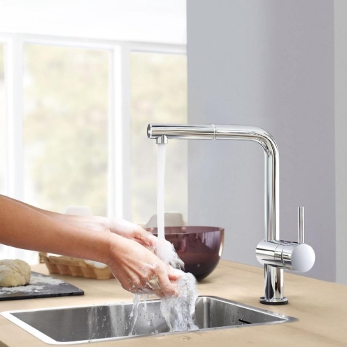 Grohe Eviye Bataryası Spiralli Tek Akışlı Minta Krom - 32168000 - Thumbnail