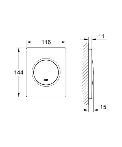 Grohe Ankastre Pisuar Valf Paneli Manuel ABS Mat Krom - 38804P00 - Thumbnail