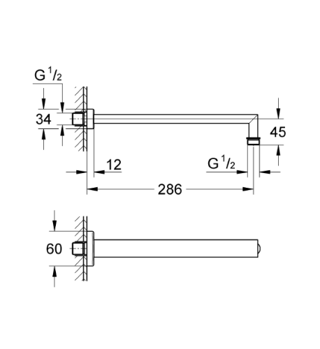 Grohe Rainshower® Tepe Duşu Dirseği 286 mm - 27709000 - Thumbnail