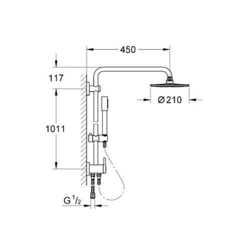 Grohe Rainshower® Duvara Monte Yöndeğiştiricili Duş Sistemi - 27058000 - 2