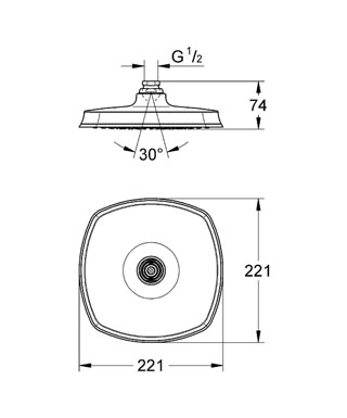 Grohe Tepe Duşu Tek Akışlı 22x22 cm Grandera Krom - 27974000 - Thumbnail