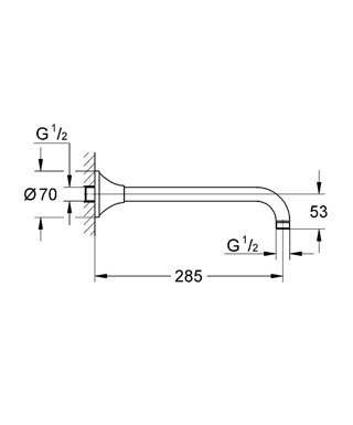 Grohe Tepe Duşu Dirseği 285 mm Grandera Krom - 27986000 - 2