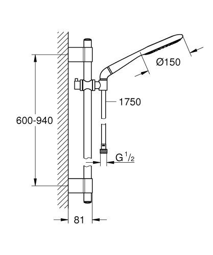 Grohe Rainshower Sürgülü Duş Seti, 2 Akış Krom 27277001 - Thumbnail
