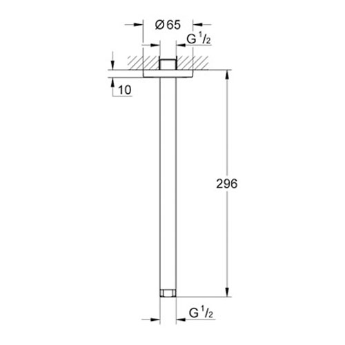 Grohe Rainshower® Tepe Duşu için Tavan İniş Borusu 292 mm - 28497000 - 2