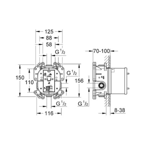 Grohe Rapido E Ankastre Banyo Duş Bataryası İç Gövde - 35501000 - 4