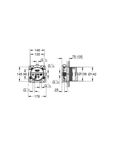 Grohe Rapido Smartbox İç Gövde Universal Giriş Kutusu, 1/2 - 35600000 - 5
