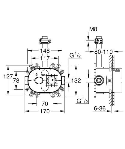 Grohe Rainshower 360 Tepe Duşu İçin İç Gövde 26264001 - 2