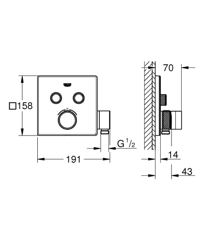 Grohe Grohtherm Smartcontrol Çift Yönlü, El Duş Çıkışlı Ankastre Termostatik Duş Bataryası - 29125000 - 4