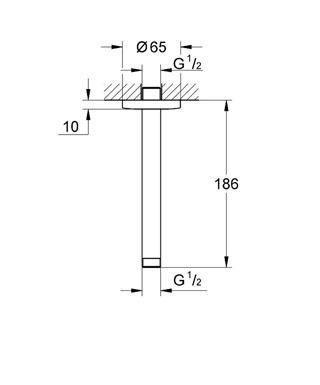 Grohe Tavandan Duş Başlığı Tavan İniş Borusu 186 mm - 27559000 - Thumbnail