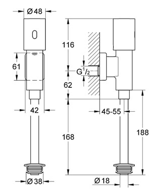 Grohe Fotoselli Pisuar Valfi Üst. Görünür Girişli Pilli 37421000 - 2