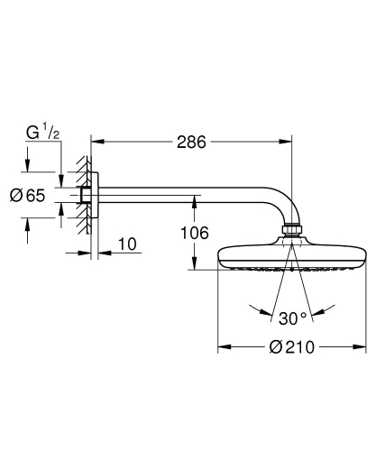 Grohe New Tempesta Tepe Duşu ve Dirseği 21 cm Krom - 26412000 - 2