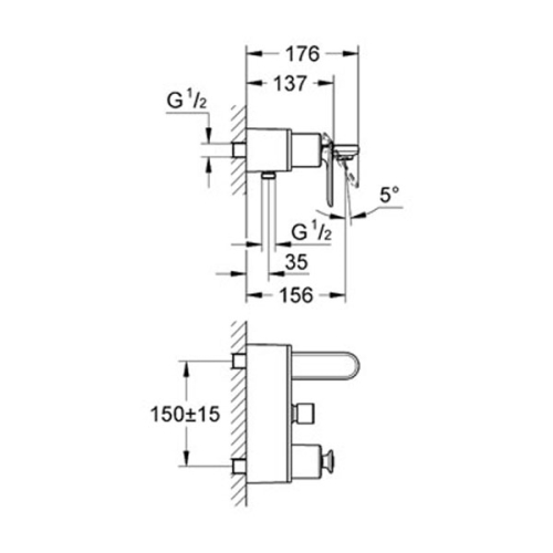 Grohe Veris Tek Kumandalı Banyo Bataryası Krom - 32195000 - Thumbnail